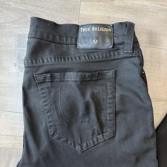 True Religion Rocco Relaxed Skinny Jeans Men's 38x33 Black Stretch *Stains - Picture 7 of 10
